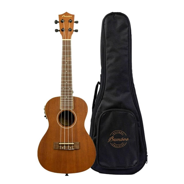 BAMBOO, Ukulele Concierto Electroacústico, madera Sapele, 23 pulgadas, Funda Acolchada, Equalizador