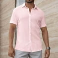 thumbnail image 6 of Men's Casual Shirts Wrinkle-Free Untucked Short Sleeve Button Down Shirts Textured Vacation Summer Beach Wedding Tops, 6 of 7