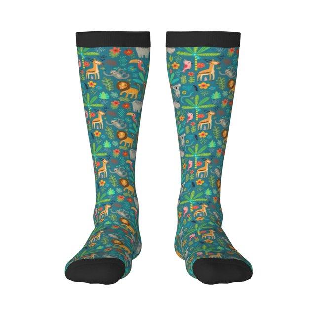 Balery Jungle Animals Calcetines novedosos Calcetines deportivos Calcetines hasta la rodilla Calcetines de algodón Calcetines originales y geniales