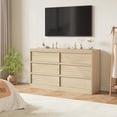 thumbnail image 4 of YUSAZENS 6 Drawer Dresser for Bedroom, Wooden Double Dresser Organizer with Storage Freestanding, Modern Chest of Drawers for Bedroom, Living Room, Nursery, 4 of 7