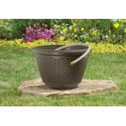 Suncast 100 ft. Hose Decorative Planter Pot -Resin Wicker, Java Brown