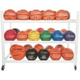thumbnail image 4 of Champion Sports Three Tier Basketball Storage Cart with Locking Swivel Caster Wheels, 30 Ball Capacity (White), 4 of 6