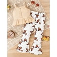 thumbnail image 2 of Kid Baby Girls Pants Set, Sleeveless Ruffled Camisole with Butterfly Print Flare Pants, 2 of 8