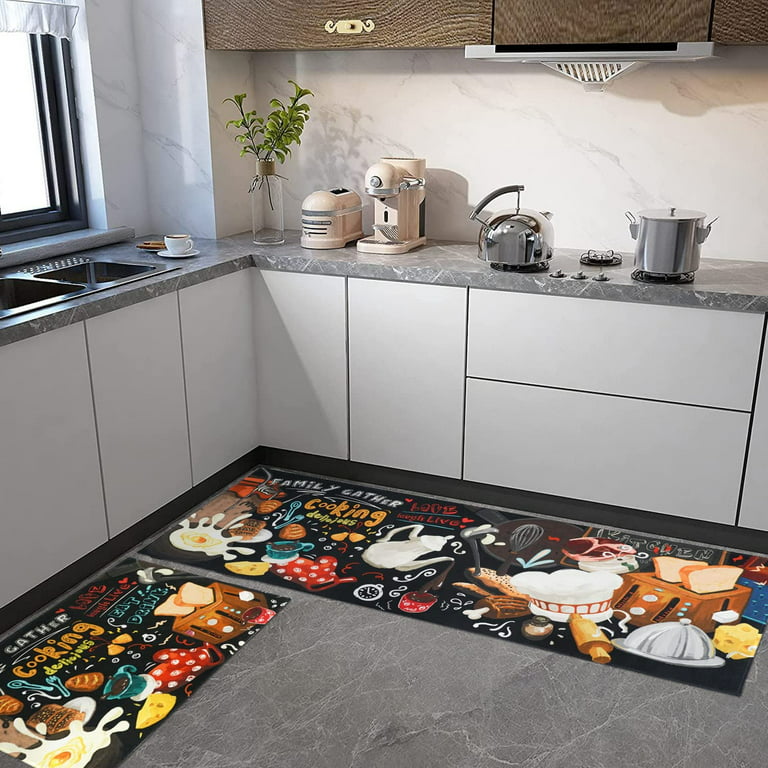 3d Wood Leaf Pattern Kitchen Rugs, Absorbent Non Slip Cushioned