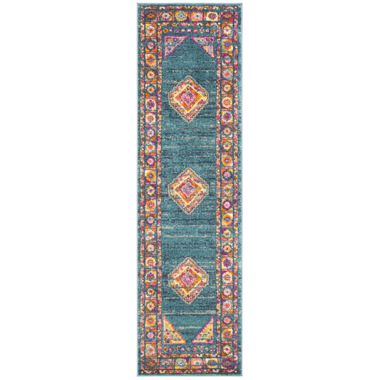 SAFAVIEH Madison Emmet Traditional Area Rug, Light Blue/Orange, 5'1" x 7'6"