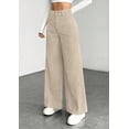 thumbnail image 4 of PRETTYGARDEN Women's High Waisted Corduroy Pants Casual Textured Ribbed,Button Zip Closure,Front Pockets,Wide Leg Trousers,Y5k Vintage Palazzo Slacks,Everyday Wear for Work Travel, 4 of 8