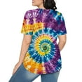 thumbnail image 5 of Womens Tie-Dye T Shirts Summer Fashion Tunic Tops for Leggings Colorful Round Neck Short Sleeve Tee, 5 of 7