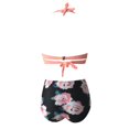 thumbnail image 4 of Girls Two Piece Swimsuit Women Vintage Swimsuit Two Piece Retro Halter Ruched High Waist Print Bikini Set, 4 of 6