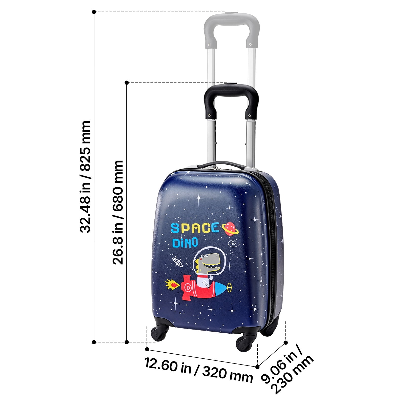 VEVOR Kids Luggage Set, 2 Piece, 18 Inch Hardside Rolling Wheels Suitcase with Hard-Shell Backpack, Dinosaur Kids Carry on Luggage Set, Holiday Birthday Gift for Girls & Boys, Airline Approved