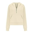 thumbnail image 4 of Lenago Sweatshirt for Women Half Zip Cropped Hoodies Fleece Quarter Zip Up Pullover Sweatshirts Winter Clothes 2023 Outfits Sweater Coat Fall Winter Outfits Clothes, 4 of 6