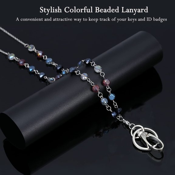 Lanyards for Keys -Teacher Lanyard with ID Holder, Beaded Lanyards for ID Badges Women, Cute Key Lanyard ID Necklace Strong Keychain Nurse Accessories Work Jewelry Employee Teacher Appreciation Gifts