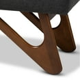 thumbnail image 6 of Baxton Studio Rika Mid-Century Modern Dark Gray Fabric Upholstered Walnut Brown Finished Boomerang Bench, 6 of 8
