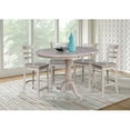 thumbnail image 4 of 36" Round Solid Wood Counter Height Extension Dining Table with 12" Leaf and 4 Emily Counter Height Stools in Washed Gray Taupe by International Concepts, 4 of 5