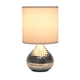 thumbnail image 2 of Simple Designs LT2073-SVW Hammered Silver Drip Mini Table Lamp, White, 2 of 6
