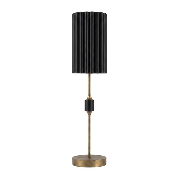Kalalou Inc Antique Gold Table Lamp With Fluted Black Metal Shade
