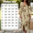 thumbnail image 6 of DISNIMO Women's Linen Style Maxi Dress Leaf Print V Neck Loose Dresses 3/4 Sleeve Midi Dresses Fashion Long Dress for Women, S, 6 of 6