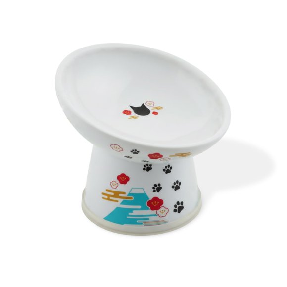 Cuenco para gato Nekoichi de porcelana 11 cm, inclinación de 15°, Fuji