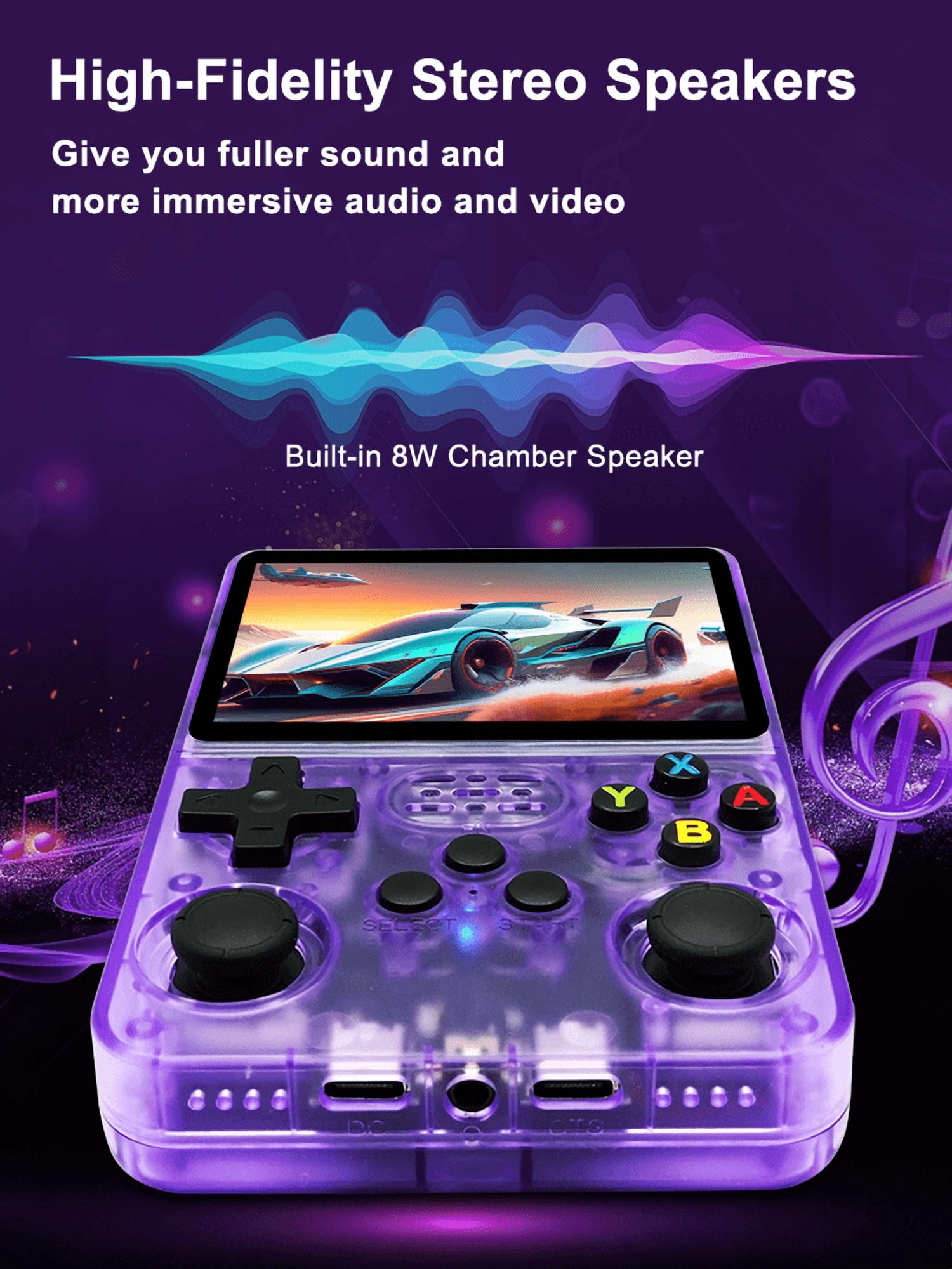 Endless Retro Fun: Purple R36S 128G Open Source Handheld with Large Screen, Big Memory & Big Battery