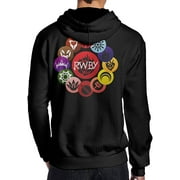 JKUI9 Men's Rwby Hooded Sweatshirt On The Back Black
