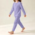 thumbnail image 6 of HAOTAGS Girls Loungewears (0-9) Casual Comfortable Long Sleeve Round-Neck Tops with Pants Set Purple Size 5T, 6 of 8