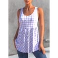 thumbnail image 2 of Women's Classic Gingham Sleeveless Peplum Tunic Top Button-Down Casual Tank Top with Side Pockets Flowy A-Line Summer Blouse, 2 of 3