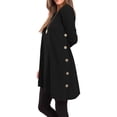 thumbnail image 4 of Sonducket Top de mujer de manga larga de color sólido vestido de otoño con botones laterales divididos suéter con dobladillo irregular Prendas para la parte del cuerpo Negro M, 4 of 5