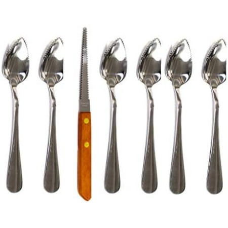 

Chef Craft Grapefruit Spoon And Knife Set 6 Stainless Steel Serrated Spoons & 1 Grapefruit Knife