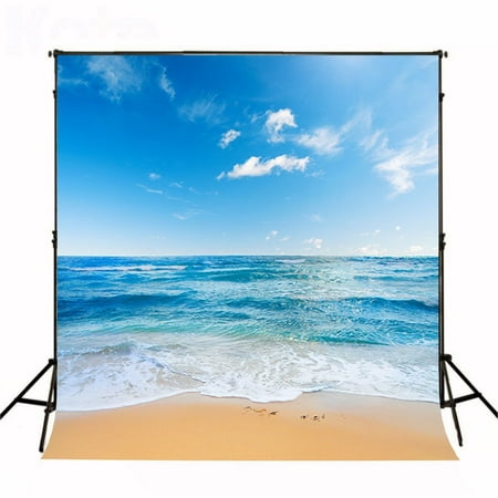 Image of MOHome 5x7ft Wedding Photo Studio Backdrops Rough Sea White Clouds Background Beach Photographic Background