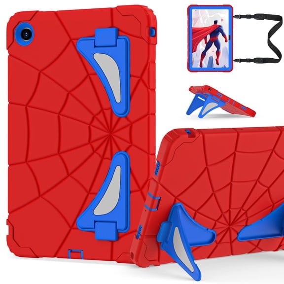 Dteck for Samsung Galaxy Tab A11 Tablet Case 11 Inch 2025, Kids Friendly Tab A11 Plus Case with Screen Protector Soft TPU Film, Heavy Duty Shockproof Cover with Shoulder Strap,Red Blue