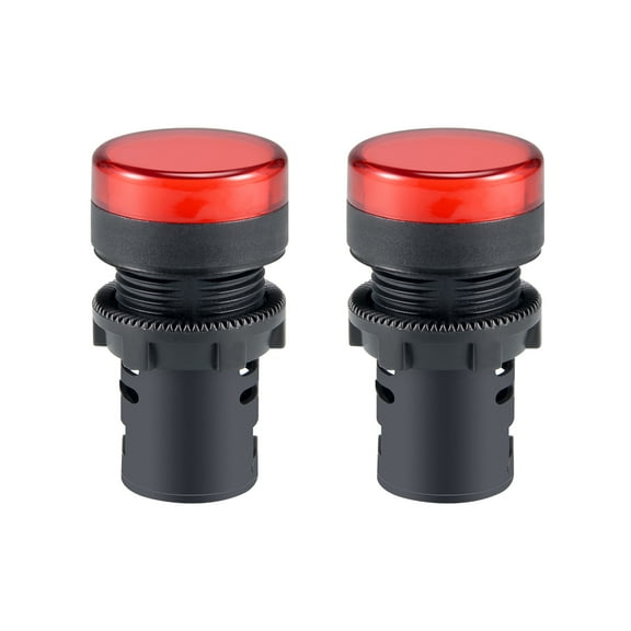 Indicator Lights /DC 24V, Red , Flush Panel Mount 7/8" 22mm, 2Pcs