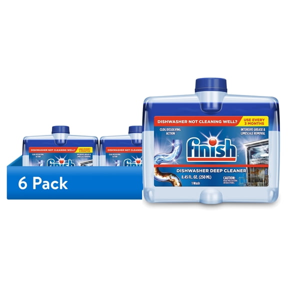 (6 pack) Finish Dual Action Dishwasher Cleaner: Fight Grease and Limescale, 1 Count