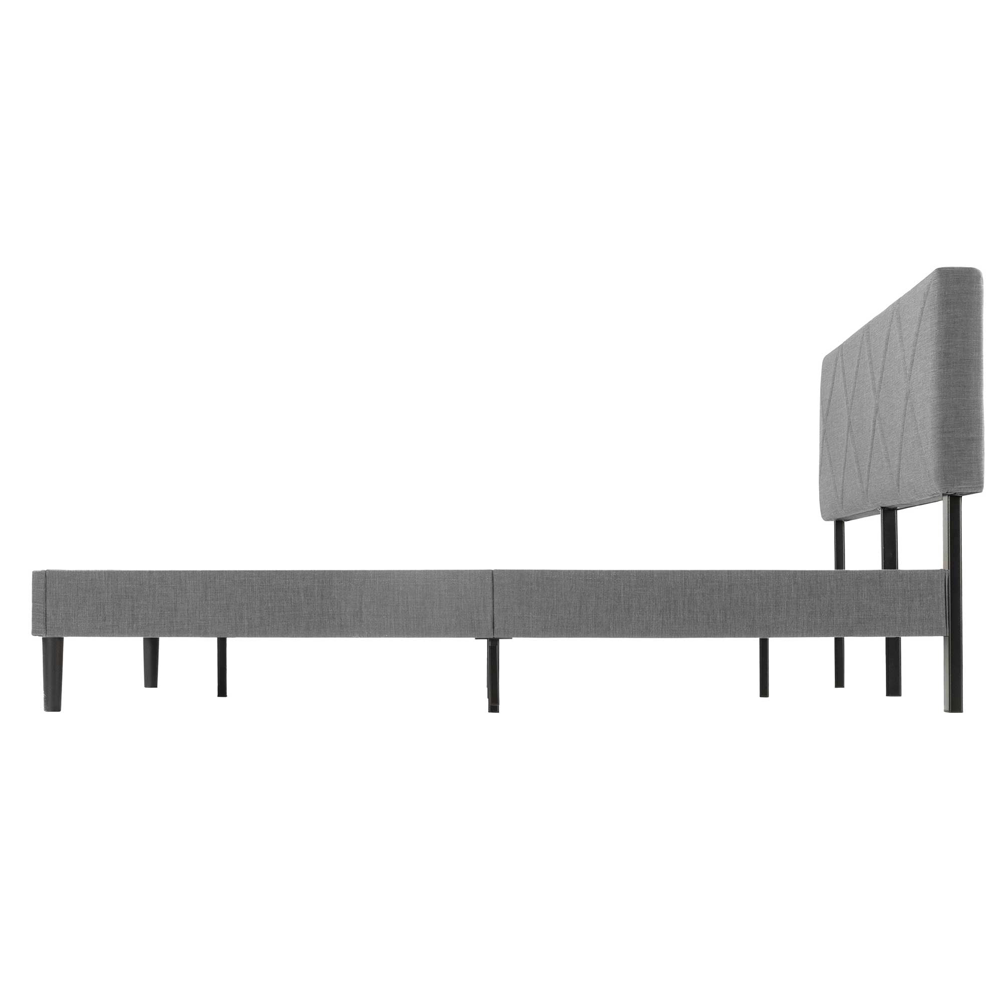 Mellow Olena Upholstered Platform Bed Frame with Headboard, Light Grey, Queen