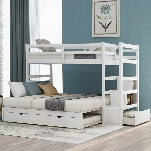 Stairway Bunk Bed Twin Over King, Full Twin Bunk Bed With Trundle