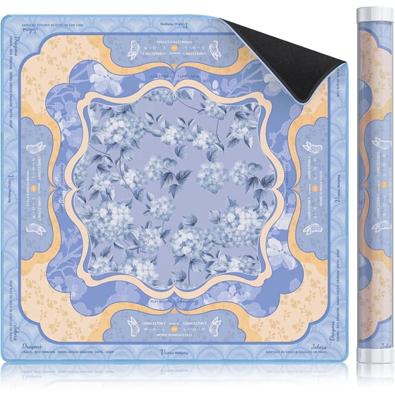 Purple Mahjong Mat 32.7 x 32.7in, Non-Slip Noise-Reducing for American Mahjong & Board Games