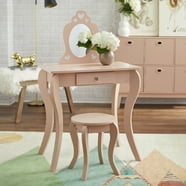 Fantasy Fields Gisele Polka Dot Vanity Set with Tri-Fold Mirror and Chair, Pink/Gold - Walmart.com
