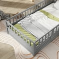 thumbnail image 3 of Miniyam Wood Twin Size Floor Bed with High Guardrail, Gray, 3 of 7