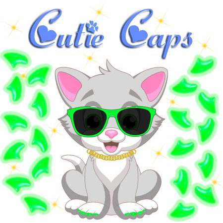 Cutie Caps 40 pack Medium Glow in the Dark Soft Nail Guard for Cat Paws / Claws