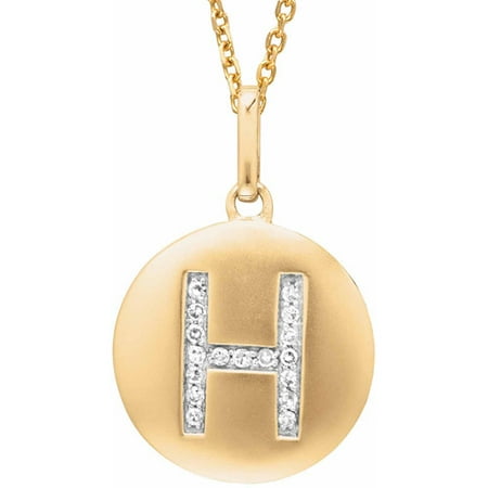 Diamond Accent Yellow Gold-Plated Sterling Silver Round Initial H Disc Pendant