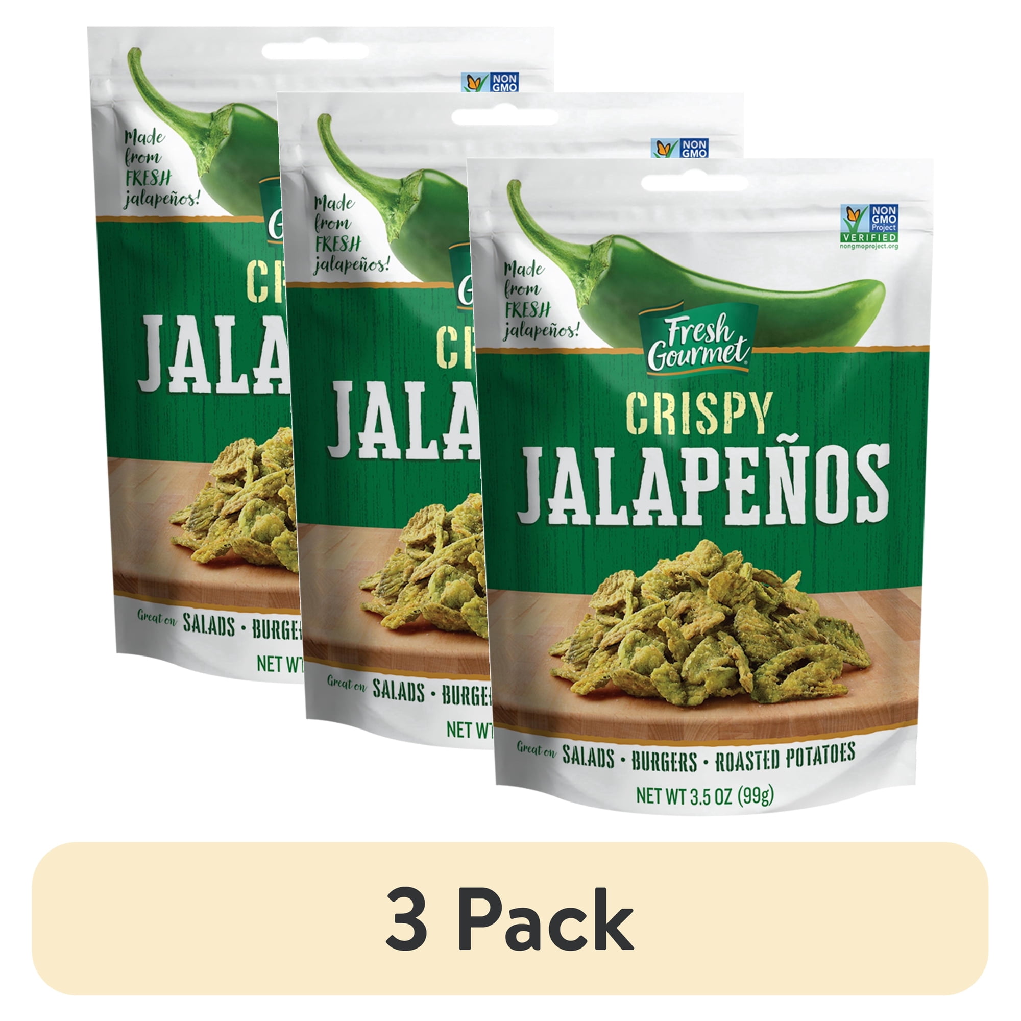(3 pack) Fresh Gourmet Crispy Jalapenos Salads Toppings 3.5 oz
