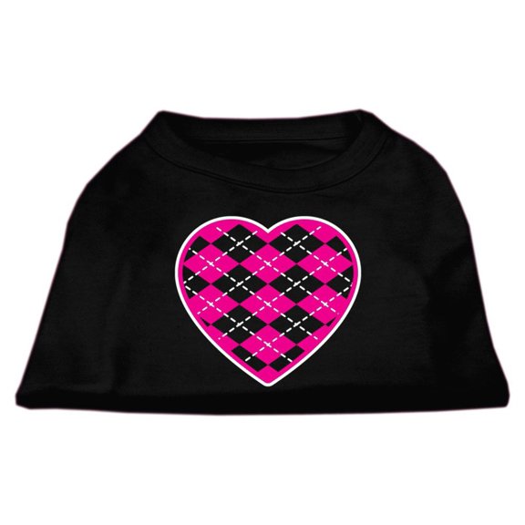 Pet Dog Cat Shirt Screen Printed, "Argyle Heart Pink"