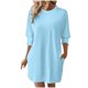 thumbnail image 1 of WILLBEST Vestidos De Lino Para Mujer "Vestido Recto Holgado De Color Puro Con Mangas Cortas Para Mujer, Primavera/Verano, Informal, Cuello Redondo, Liso, Básico", 1 of 3