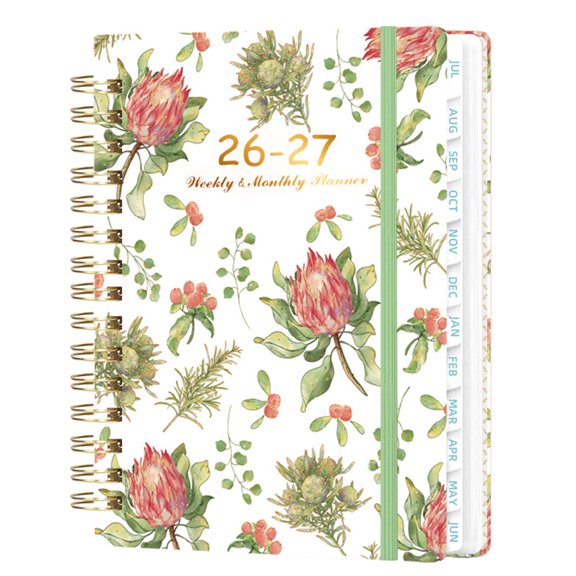 Academic Planner 2026-2027 Calendar Notebook(Jul.2026-Jun.2027,6.3"x8.5") Weekly Monthly Planner for Women Men 2026-2027 Planner Supplies-Flower
