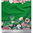 thumbnail image 1 of Soimoi Green polyester Crepe Fabric Ranunculus & Chrysanthemum Floral Decor Fabric Printed Yard 52 Inch Wide, 1 of 3