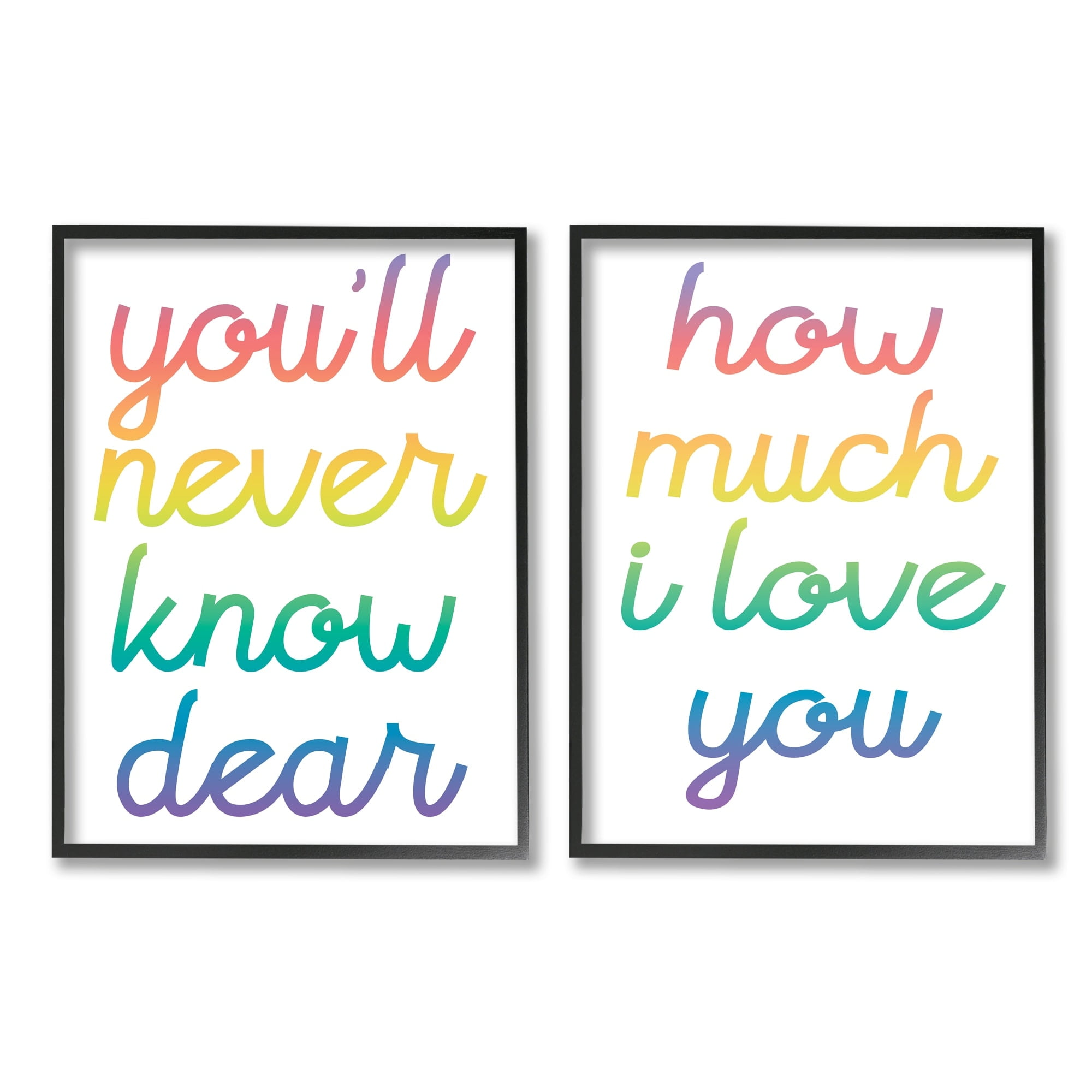 Stupell Industries How Much I Love You Quote Rainbow Typography Grey Framed, 16 x 20, Design by Daphne Polselli