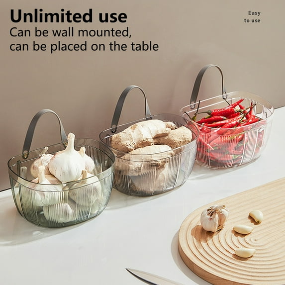 UDIYO Sundry Basket Large Capacity Wall Mountable Easy Access Punch-free Onion Ginger Garlic Kitchen Accessories Storage Basket Home Supply