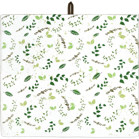 Dish Drying Mat Microfiber Absorbent Drying Matt Kitchen Counter, Cute Sage Green Dish Mat for Dishes, Pots and Pans, Utensils, 16 X 18 In