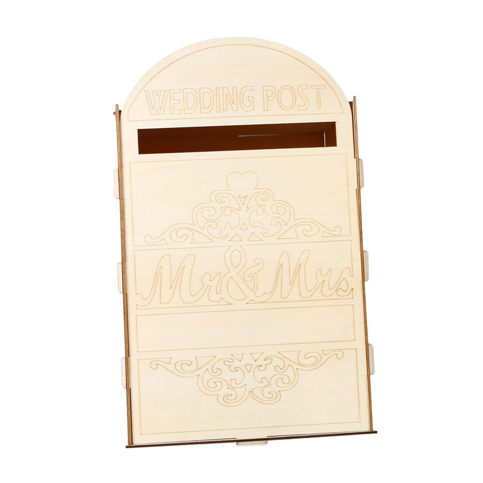 Tachiuwa Wedding Card Box Letterbox Decorative DIY Wood Wedding Decor Unpainted Wedding Post Box Envelope Gift Post Card Box for Party B