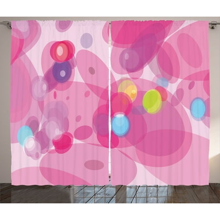 Fantasy 2 Light - Pink Decor Curtains 2 Panels Set, Abstract Fantasy Magic Light Figures Blurry Motion Effect Design Smooth Illustration, Window Drapes for Living Room Bedroom, 108W X 90L Inches, Pink, by Ambesonne