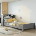 thumbnail image 2 of Miniyam Twin Bed with Bookcase Headboard, LED Motion Sensor Light for Kids and Teens, Gray, 2 of 7