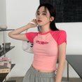 thumbnail image 5 of Camiseta Y2K para mujer, Tops cortos ajustados con letras de retales, ropa de calle informal, moda coreana, camisetas de manga corta, camisetas Bae para mujer, 5 of 5